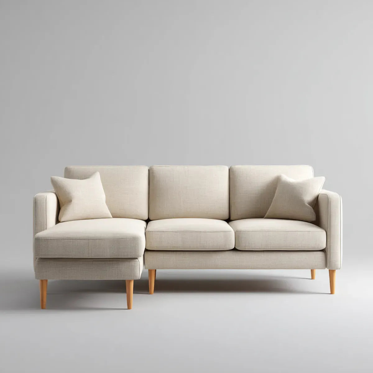 Sofa, 3 fotela z lewym beżowym poliestrem w kolorze meridian 240 x 150 x 85 cm