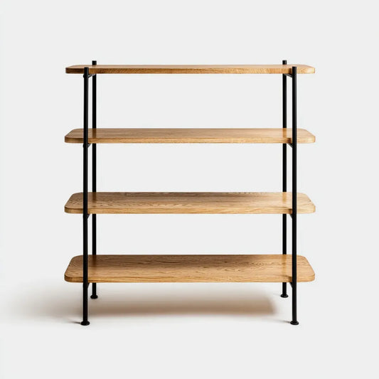 Regał, 4 poziomy półka magazynowa w dębie i stali 100 x 35 x 150 cm prostokątny
