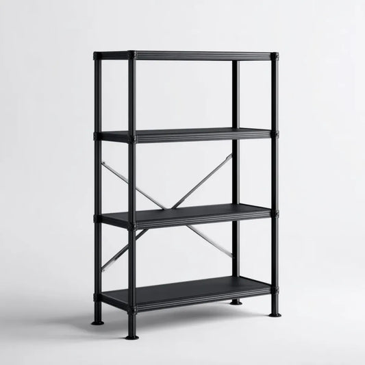 Regał, Półka magazynowa 4 poziomy czarny 90 x 40 x 180 cm prostokątna stal węglowa