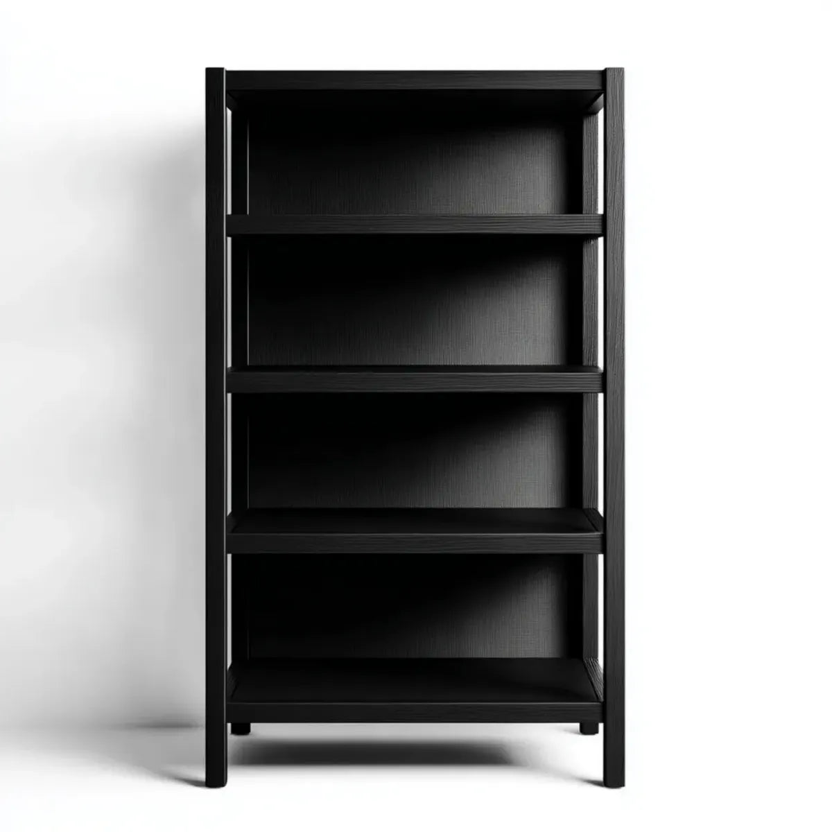 Regał, Łóżka 4 półki czarne 80 x 30 x 180 cm w prostokątnych panelach MDF