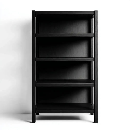 Regał, Łóżka 4 półki czarne 80 x 30 x 180 cm w prostokątnych panelach MDF